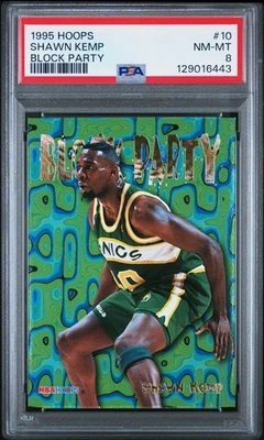 1995 Hoops BLOCK PARTY INSERT / Shawn Kemp / PSA 8 NM-MINT - Image 1 of 2