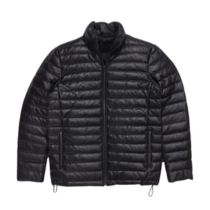 Schwarze Steppjacke für Herren echtes Lammleder Leder gesteppt Bomberjacke Mantel - Bild 1 von 6