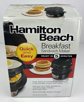 Hamilton Beach 25477 Breakfast Maker Sandwich Black Dorm College Egg Grill NIB - Image 1 of 4
