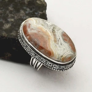 Crazy Lace Achat Edelstein Ethno Antik Design Ring Schmuck US Größe - 9 AR 62583 - Bild 1 von 1