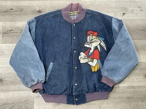 Vintage Warner Bros Jacke Herren L/XL blau Denim kariert Bugs Bunny 90er - Bild 1 von 9