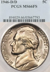 1946-D/D 5C graduación profesional MS66 FS Jefferson níquel escalones completos - Imagen 1 de 4