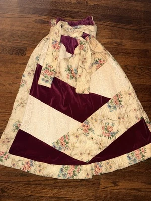 Vintage 1970’s Chessa Davis Quilted Patchwork Velvet Lace Maxi Skirt With Belt M - Image 1 of 4