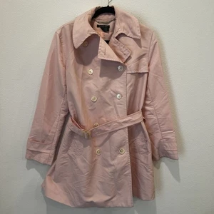 Lauren Ralph Lauren Trench Coat Women’s L Soft Petal Pink Belted Preppy Classic - Picture 1 of 7