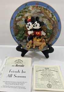 Mickey & Minnie Mouse 3D plate Friends for All Seasons Bradford w/COA...Autumn - Picture 1 of 4