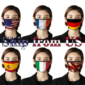 6pcs American National Flag Cotton Masks Set Half Face Mouth Cover USA UK France - Picture 1 of 7