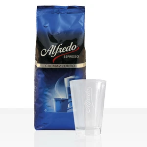 Darboven Alfredo Cremazzurro Espresso Bohne 1kg + Latte Macchiato Glas