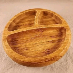 Avanchy Bamboo Wooden Oval Divided Plate 3 Section 6 Inch - Picture 1 of 4