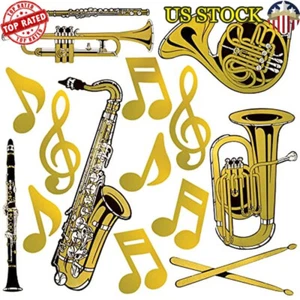 Gold Foil Musical Instruments Cutouts Party Decorations 15 Count High Quality US - Picture 1 of 7
