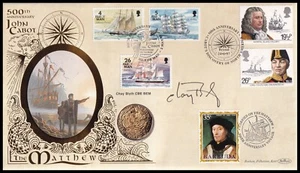 Cubierta de moneda de Enrique VII réplica John Cabot Benham 1997 firmada por Chay Blyth - Imagen 1 de 5