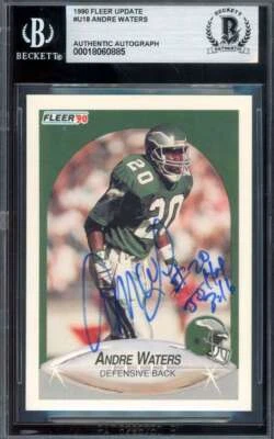 Andre Waters Beckett BAS Signed 1990 Fleer Update Autograph Eagles - Image 1 of 2