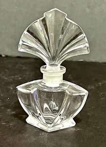 Vintage Kristall Parfüm Flakon mit Fächer Stopfen 4"h. 2,5"w facettiert klar Germany - Bild 1 von 14