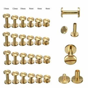 Remaches lisos con tornillo de cuero artesanal de cinturón plano de Chicago latón para uñas 4-15 mm - Imagen 1 de 11