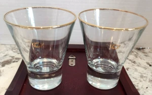 Crown Royal flared Glasses Gold Crown CR Initial’s On Bottom Heavy Set of 2 - Picture 1 of 4