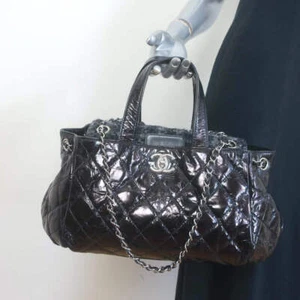 Chanel Portobello East West Tote Bag Black Quilted Glazed Calfskin and Tweed - Picture 1 of 14