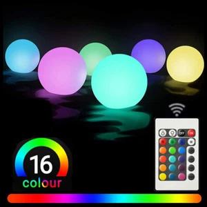 Floating Pool Lights 16 Colors Pond LED Ball Lights Hot Tub Lights with Remote - Picture 1 of 12