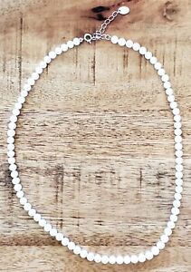 Vintage Sterling Silver Cultured Pearl Necklace Signed Stauer 6mm 20" Long