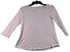 Charter Club Shirt Womens Size Xs Pink White 3/4 Sleeve Supima Cotton New Stripe