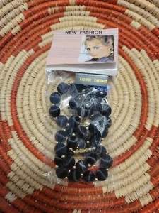 Vintage Fashion Earring Necklace Set Black Gold Women's Fashion Jewelry... - Picture 1 of 5