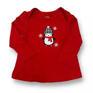 Camisa de vacaciones de pingüino copo de nieve rojo talla 12 meses para niñas niño mío - Imagen 1 de 2