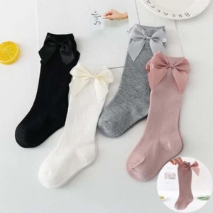 Bebé Niña Calcetines Moño Algodón Rodilla Alto Suave Niños Calcetines 0-3 Años Recién Nacido Calcetines - Imagen 1 de 20