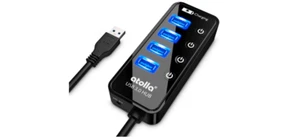 USB 3.0 Hub Splitter 4 Ports High Speed On Off Switch Smart Charging Port LED 5G - Picture 1 of 8