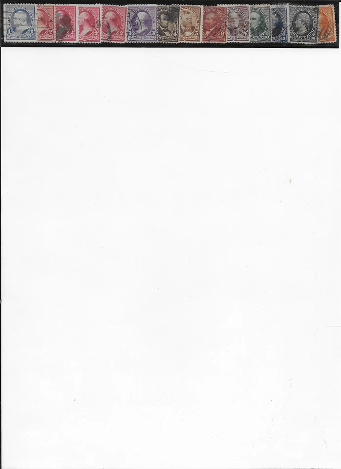 US Scott 219-229, Used, NG, NH, 14 stamps.  Includes 219D, 220, 220a, and 220c. - Image 1 of 1