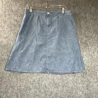 Tommy Hilfiger Skirt Women Medium Blue Chambray Pockets Capsule Coastal Everyday - Image 1 of 4
