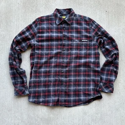 Caterpillar Workwear Flannel Shirt Men Size Medium Black Red  - Image 1 of 4