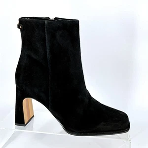 Sam Edelman Size 9 Irie Black Suede Square Toe Block Heel Ankle Boots Women - Picture 1 of 13