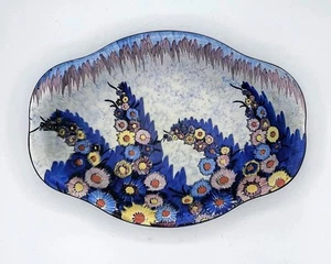 Carlton Ware ' Hollyhocks ' Pattern Oval Revo Shaped Art Deco Bowl - Picture 1 of 11
