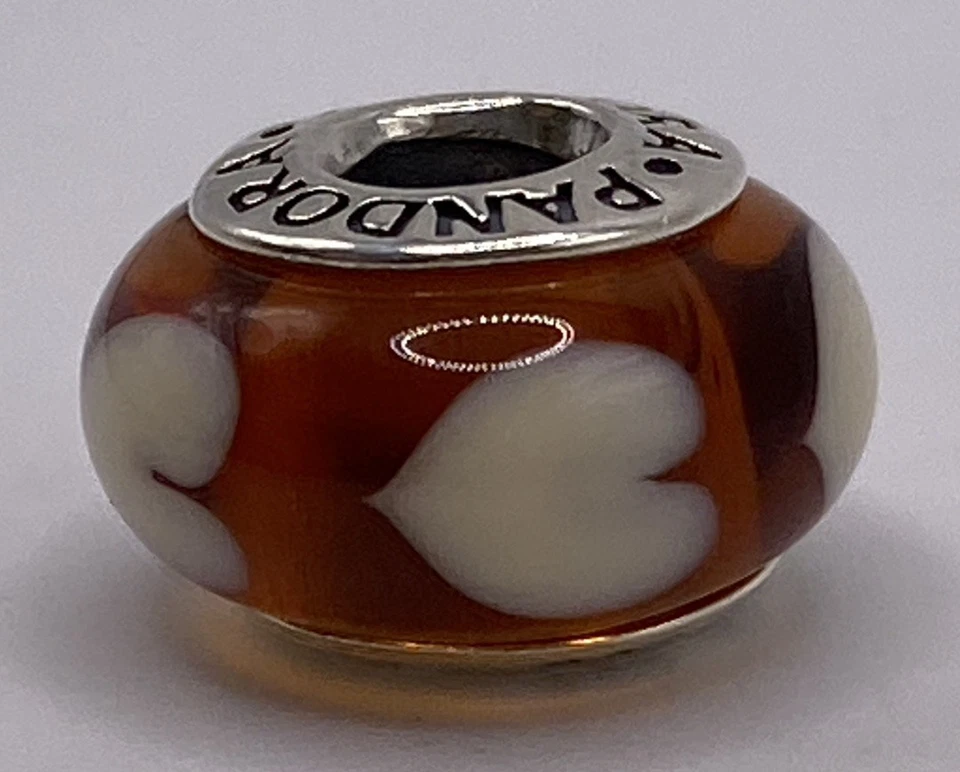 Auténtico Pandora S925 ALE SS Ámbar Amor Corazones Murano Cristal Dije 3g 790662 Foto 1 de 4