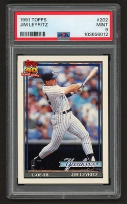 Jim Leyritz #202 1991 Topps New York Yankees Great The King segundo año PSA 9 como nuevo Foto 1 de 3