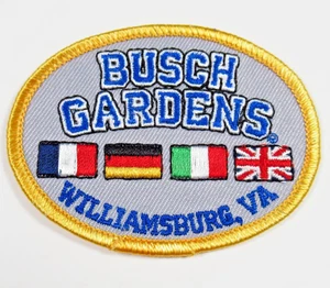 Parche vintage de banderas bordadas para planchar Busch Gardens Williamsburg VA - Imagen 1 de 6
