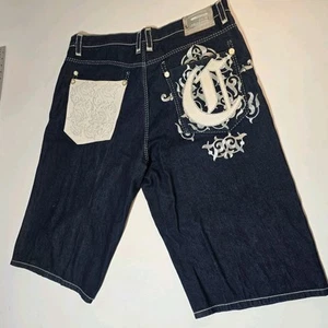 Pantalones Cortos de Jean Coogi Vintage Y2K Talla 42 Sueltos Bordados y Bolsillos de Cuero - Imagen 1 de 19