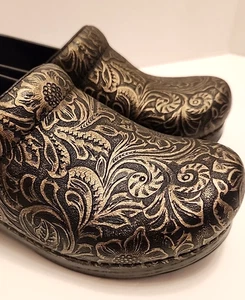 Dansko Professional Clog Leder schwarz antik gold verziert Größe EU 38 US 7,5 8 - Bild 1 von 11