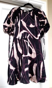 Ted Baker Gilliaa Abstract Print Puff Ruched Sleeve Mini Dress TB2 UK 10 NEW - Picture 1 of 11