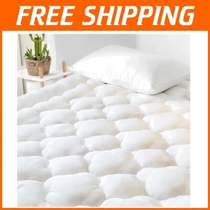 Extra Thick Cooling King Mattress Pad Cover - Rayon From Bamboo with Deep Pocket - Picture 1 of 8
