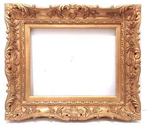 8 X 10 BAROQUE MEDIUM ANTIQUED GOLD 4 3/4" WIDE STANDARD PICTURE FRAME PIERCED - Picture 1 of 10