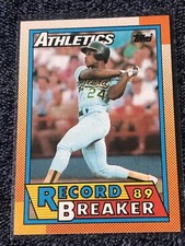 RICKEY HENDERSON  A's  1990 TOPPS '89 RECORD BREAKER #7
