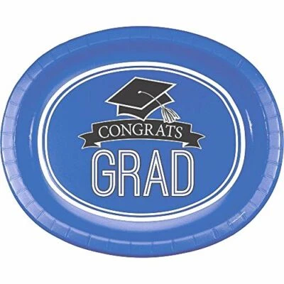 Creative Converting Congrats Grad Pcs 8-Count Oval Paper Platters for Graduation - Image 1 of 4