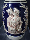 vintage German Beer Stein with Lid featuring a Kissing Couple 8&quot; LM314