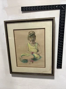 Vintage Art Framed Glass Wall Hanger Color E. Haller Litho Girl Cards 71/150 Old - Picture 1 of 18