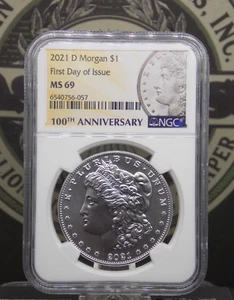 2021 "D" Morgan SILVER Dollar 100th Anniversary $1 NGC MS69 FDOI #057 ECC&C, Inc - Picture 1 of 5
