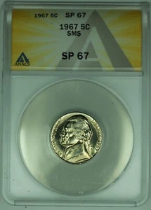 1967 SMS Jefferson Nickel 5C ANACS SP 67 (52) B - Picture 1 of 2