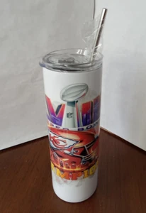 Kansas City Chiefs Super Bowl LVIII 20 oz Stainless Steel Tumbler with straw New - Picture 1 of 9