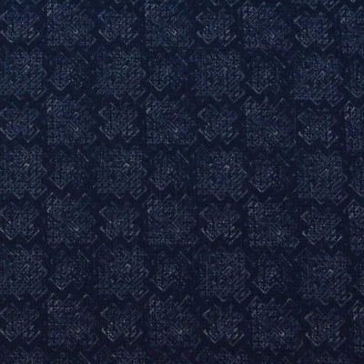 DURALEE BUCKSKIN NAVY BLUE GEO HIGH END DESIGNER MULTIUSE FABRIC BY YARD 54"W - Image 1 of 4