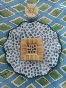 Mackenzie-Childs  Parchment Check Gold Square Knob. - Picture 1 of 11