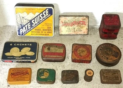 12 Boîtes PUB Anciennes Pharmacie médicaments PATE SUISSE  VALDA KALMINE MUCINUM - Photo 1/4