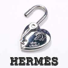 HERMES Cadena Padlock Heart Silver Bag Charm Lock Key Motif 2004 Fantasy